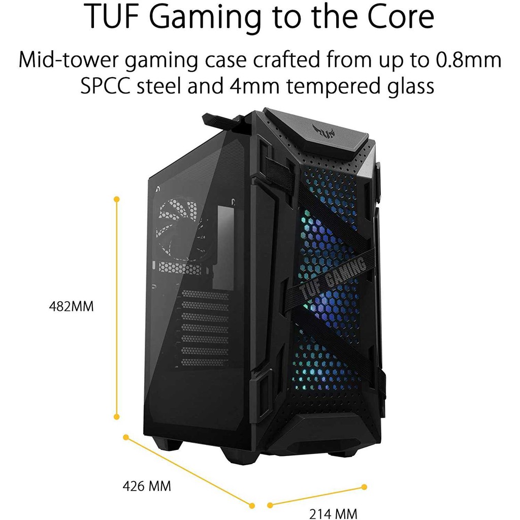 ASUS TUF GAMING GT301 ATX MID TOWER TEMPERED CASE CASING GT 301