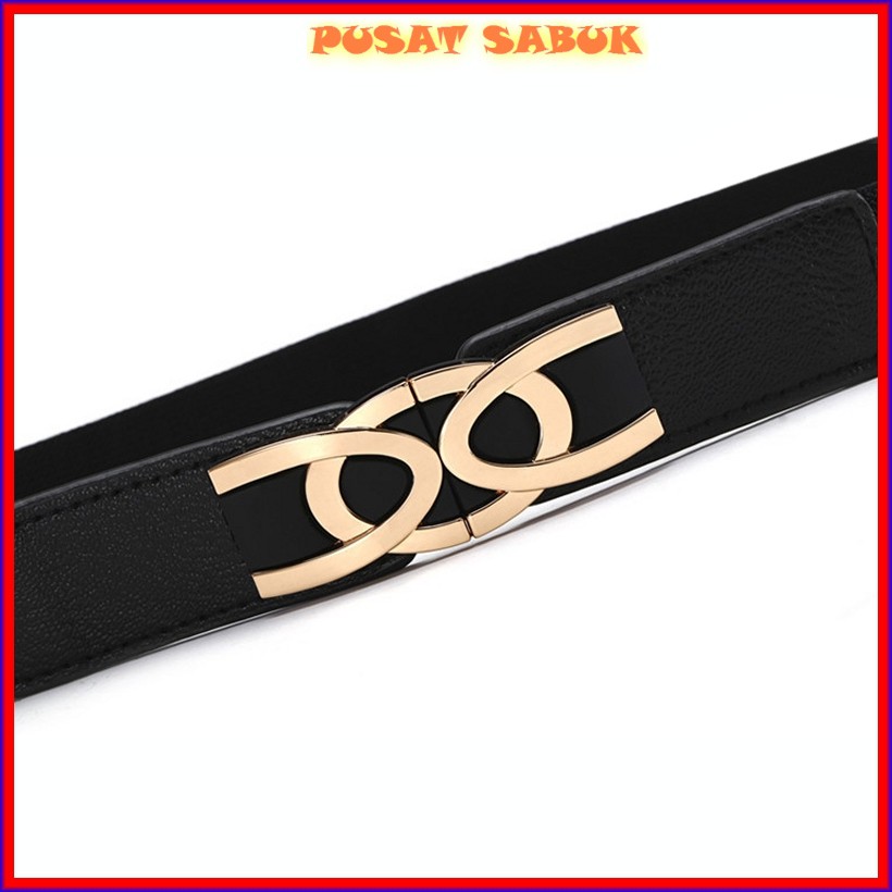 Ikat Pinggang Belt Fashion Sabuk Gesper Cewek Emas Kecil Korea Karet Women Gasper Slim Hitam