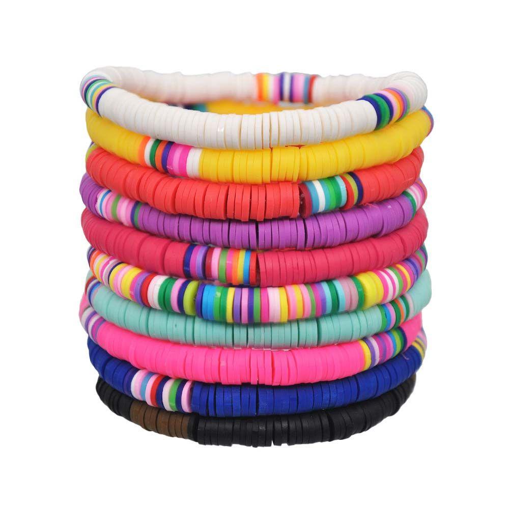 Mxbeauty Bohemian Clay Gelang Pesona Elastis Musim Panas Hadiah Wanita Pantai Bangles