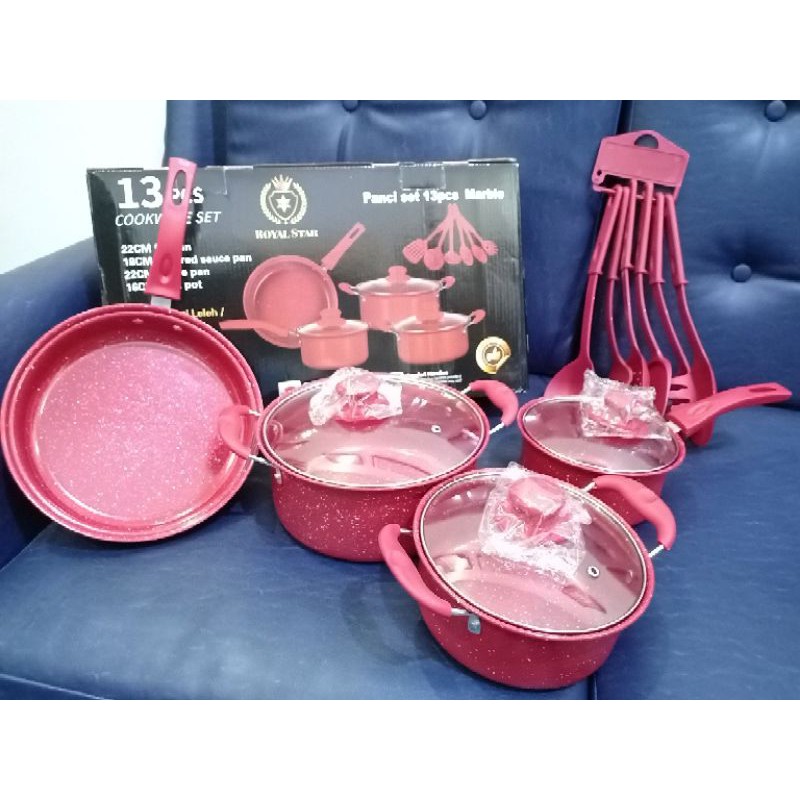 COOKWARE SER 13IN1 MARBLE / PANCI SET MARBLE ROYAL STAR