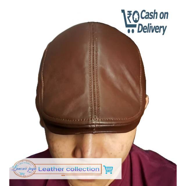 Topi pet maher zain kulit asli Garut kualitas super branded flatcap dewasa yogya