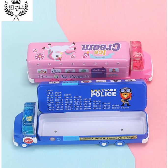 

Tempat Pencil Anak Tempat Pensil Kotak Pensil Bus Double Decker Metal Series Unik Lucu