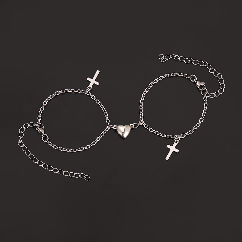 2pcs Gelang Magnetik Adjustable Bahan S925 Silver Untuk Pria Dan Wanita