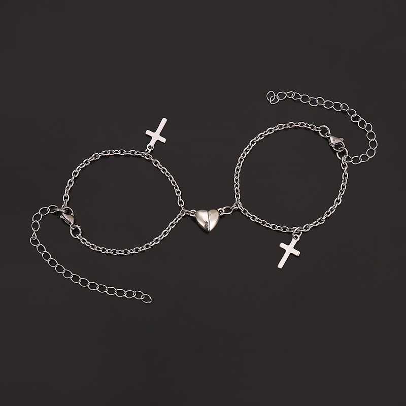 2pcs Gelang Magnetik Adjustable Bahan S925 Silver Untuk Pria Dan Wanita