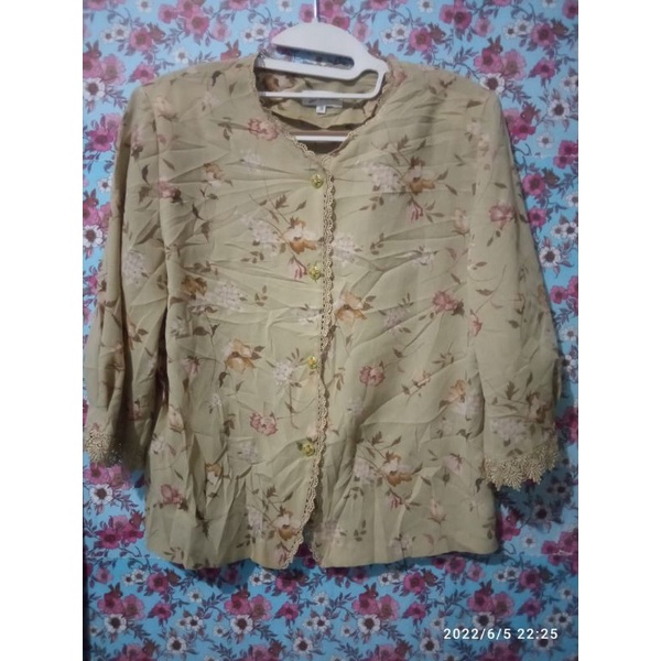 Blouse Vintage Wanita Kemeja Atasan Warna nude