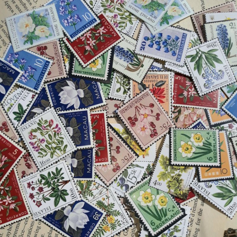 

20 pcs Sticker perangko journaling free gift 2 random
