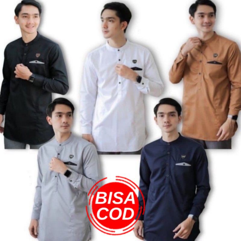 Baju Koko Kurta Lengan Panjang Dewasa Prime Cutton Soft / Koko Terbaru Emblem