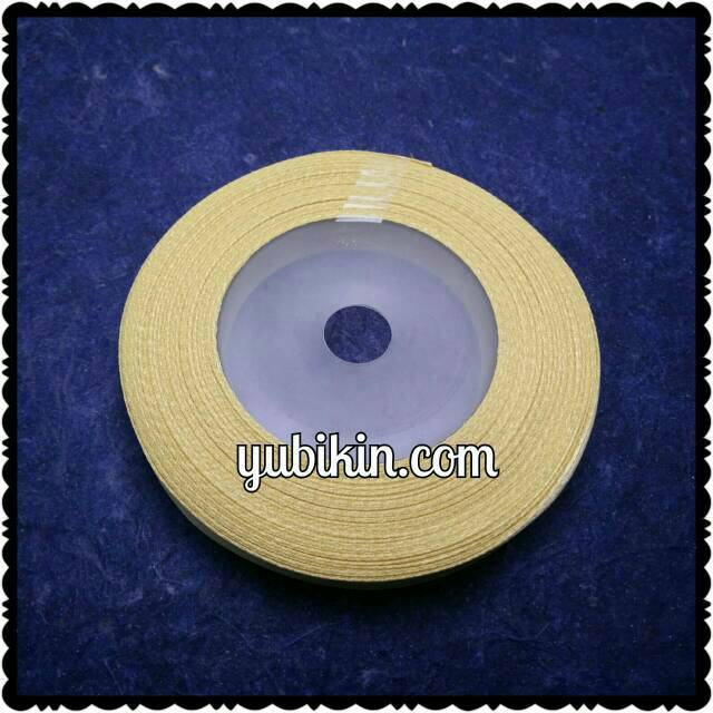 1 Roll Pita Satin 1cm Coklat Krem Gold Muda
