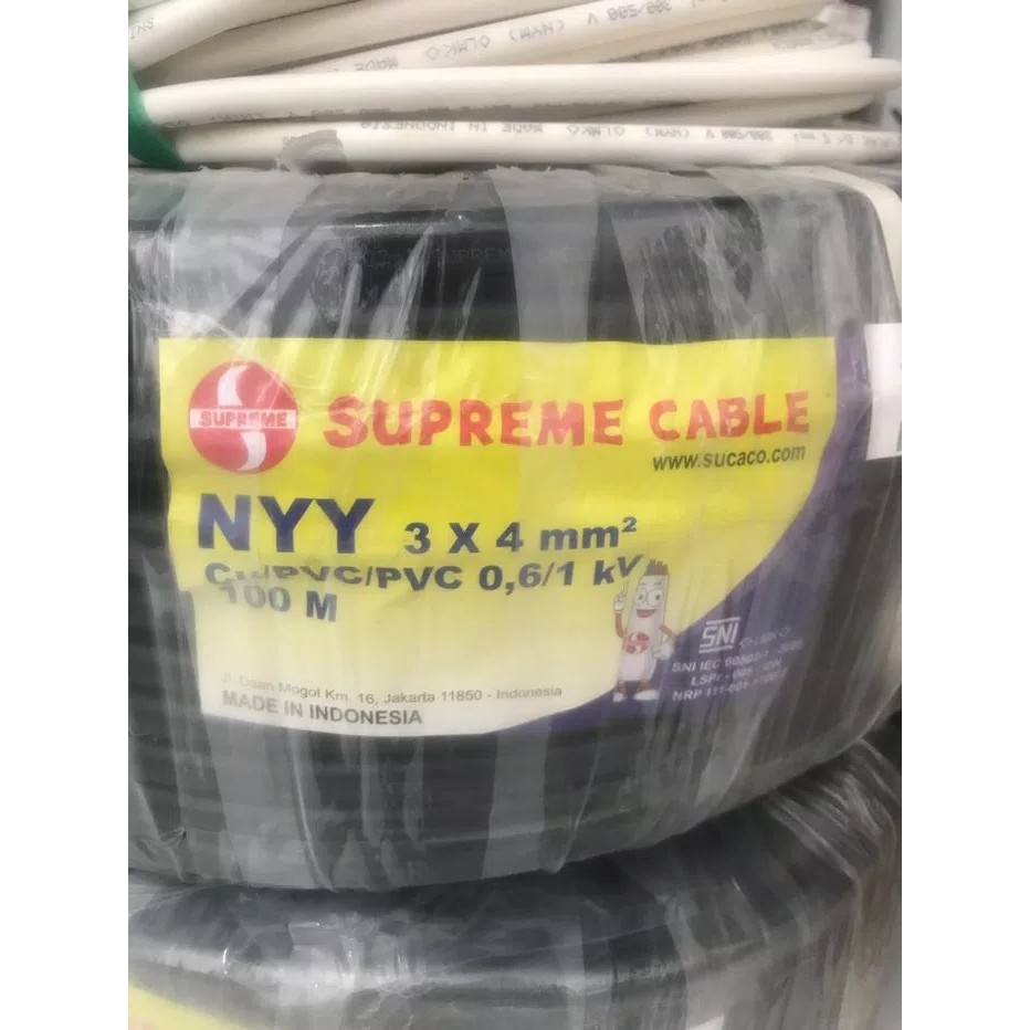 Kabel Listrik Kawat Hitam NYY 3 x 4 3x4 Supreme (Meteran) Kabel NYY 3 x 4mm 3x4mm 3 x4 mm Supreme (M