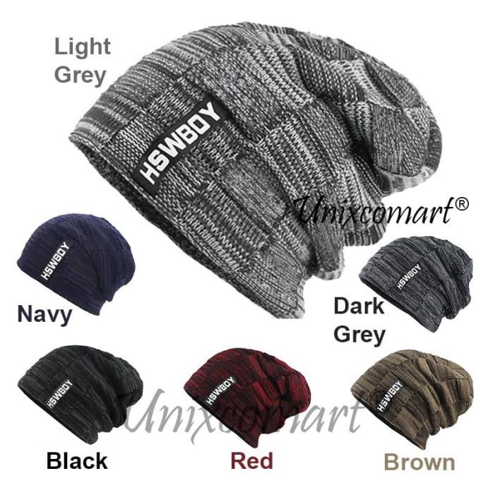 HSWBOY Topi Kupluk Beanie Dewasa Knitted Hat Bahan Rajut Tebal Bulu