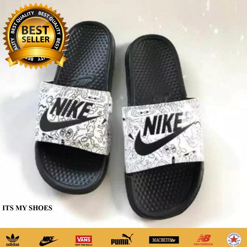 ReadySandal Slop Pria Nike Hitam-Karet Import #