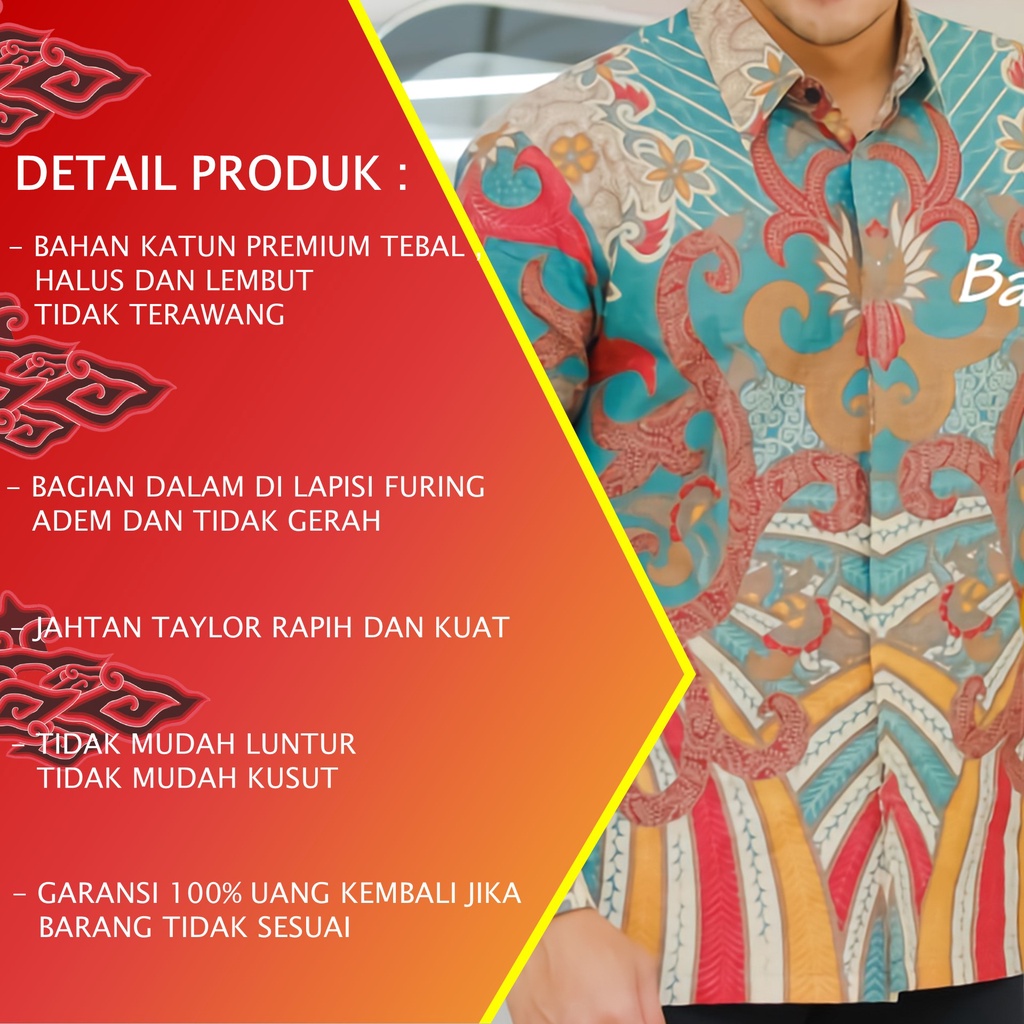 KEMEJA BATIK PRIA PREMIUM LENGAN PANJANG REGULAR BATIK ALUNA PCW 071