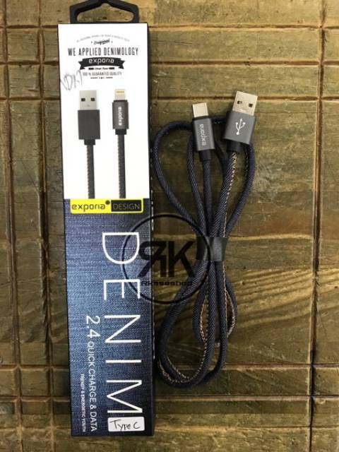 exporia design denim kabel cable quick charger usb type C Iphone ipad lightning micro usb android