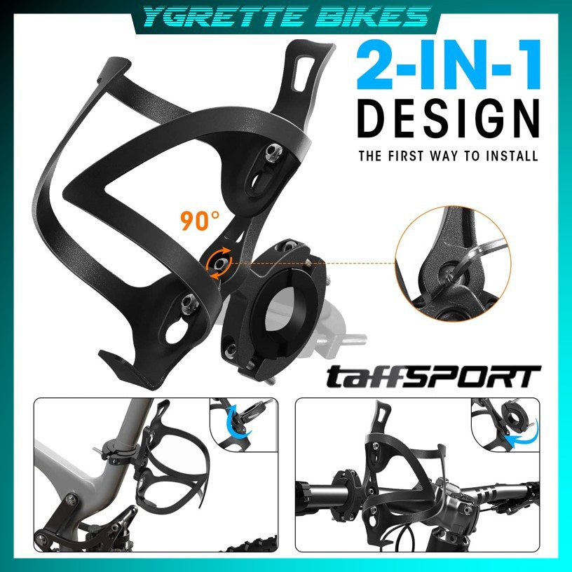 YGRETTE - TaffSPORT Holder Botol Minum Sepeda MTB Aluminium Bottle Cage Rotatable 360 diputar