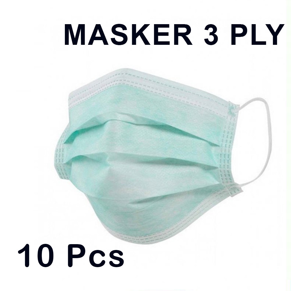 MASKER KESEHATAN PELINDUNG DARI DEBU DAN VIRUS WARNA HIJAU 10PCS