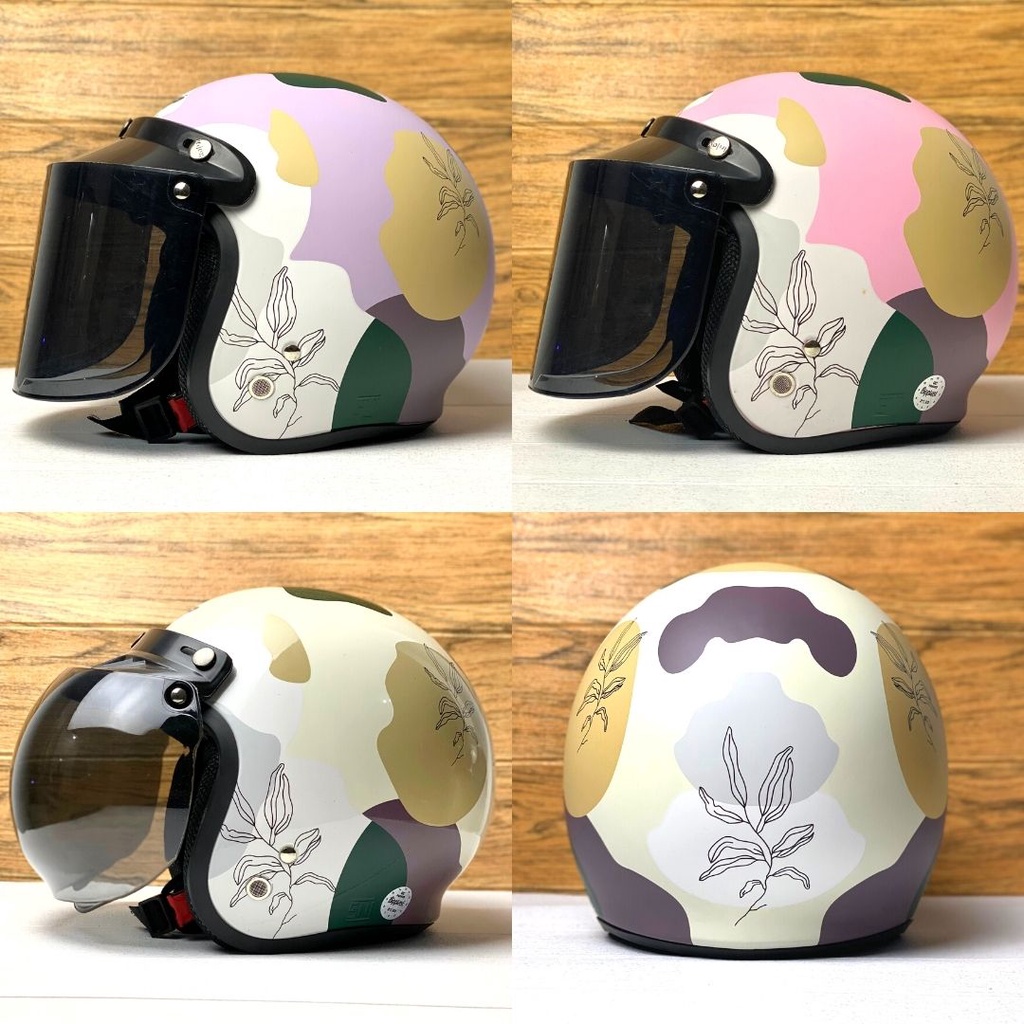 HELM BOGO RETRO DEWASA WANITA HIJAB CEWEK FULL LEHER AESTHETIC