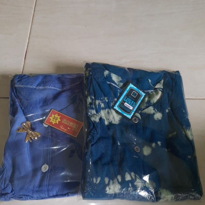 Gamis Rayon Biru dan Gamis Tiedie Biru