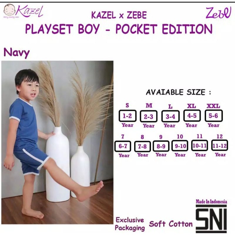 Kazel Playset Boy Pocket Edition part 1/ kazel setelan pendek/ baju anak kazel