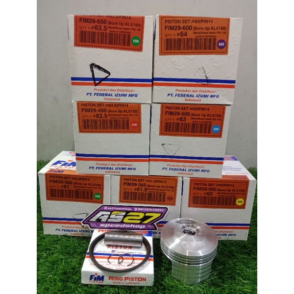 PISTON FIM29 PISTON FIM KLX PEN 14 SEHER KLX PIN 14 SET RING PISTON 61 61.5 62 62.5 63 63.5 64