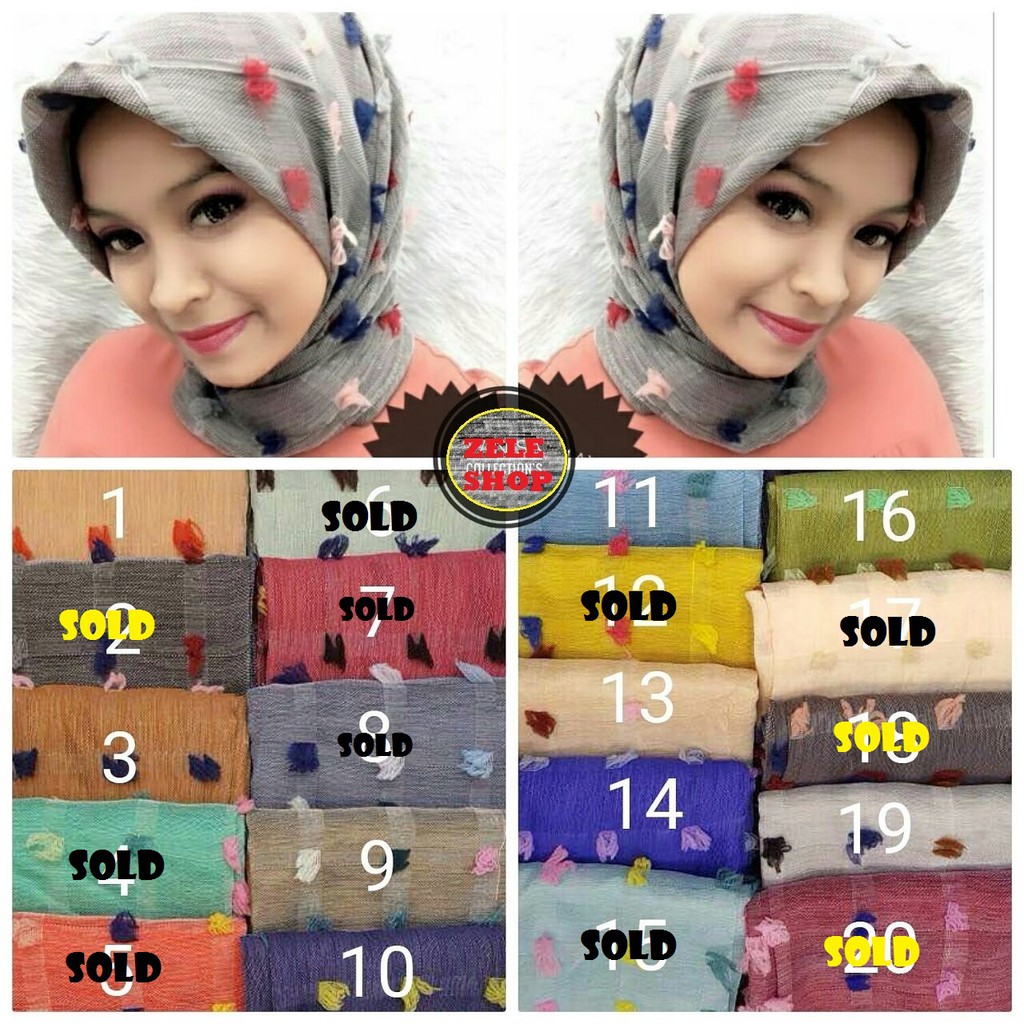 Jilbab segiempat RUBY/RUBIAH MULTICOLOUR IMPORT