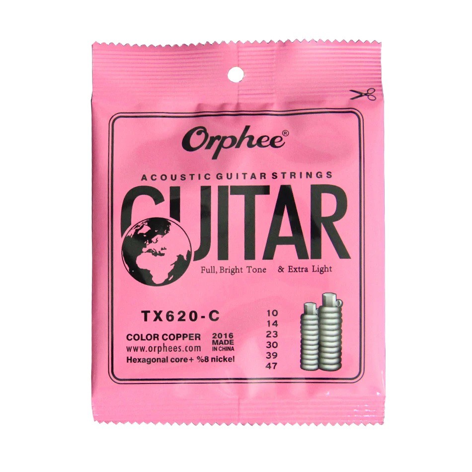 Orphee TX620-C 10-47 Senar Gitar Akustik String Warna Warni Pelangi 75/25 Bronze