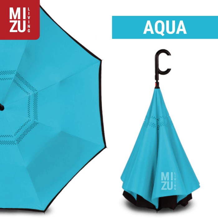 Payung Terbalik Kazbrella POLOS Payung Mobil Reverse Umbrella Gagang C-AQUA