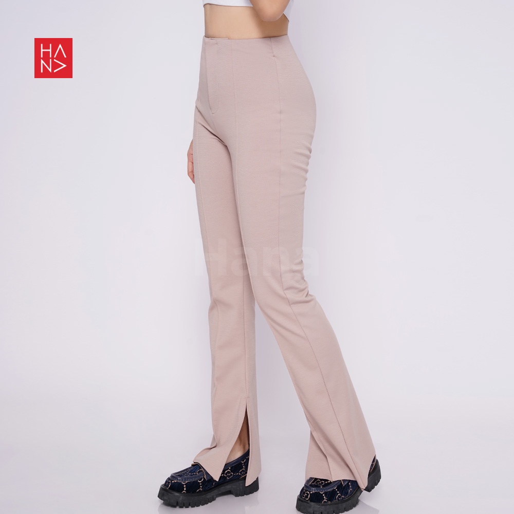 HanaFashion JKT - Maura Unfinished Slit Long Pants Celana Panjang Wanita Murah - LP130