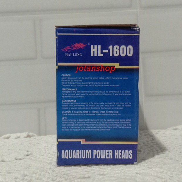 Hailong HL1600 HL 1600 Mesin Pompa Celup power head Aquarium Aquascape Hidroponik