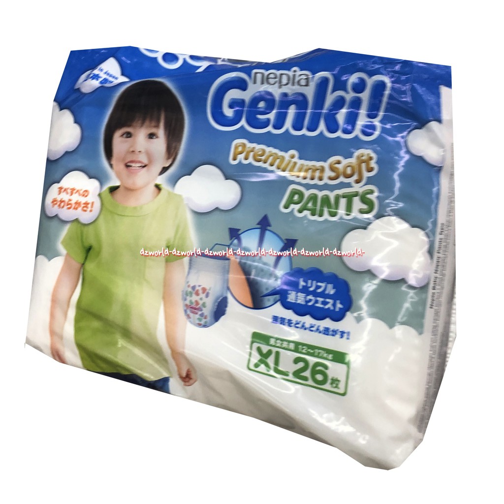 Nepia Genki Premium Soft Pants XL 26 Popok Celana Anak 12-17Kg