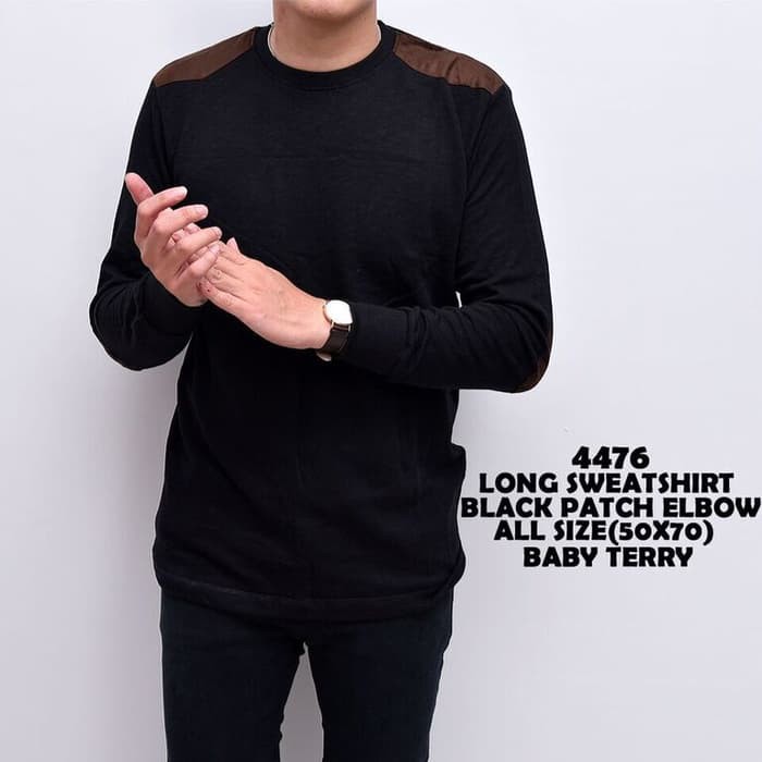 Kaos Pria Lengan Panjang Sweater Pria Distro Baju Cowok Hitam Polos SweaterTebal Murah Keren Z6J4