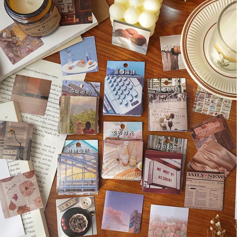 

45pcs Stiker Aesthetic Lucu Motif Foto Pemandangan Dekorasi Buku Journal Scrapbook DIY