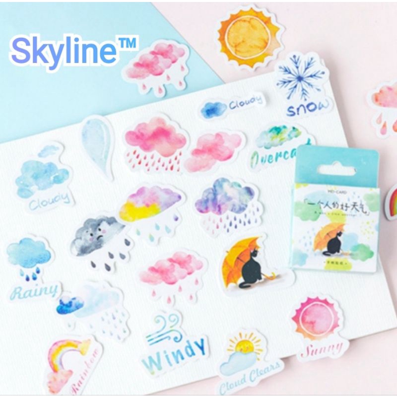 

Sticker Kiss Cut Scrap Book Journal Dengan Motif Weather Isi 46Pcs
