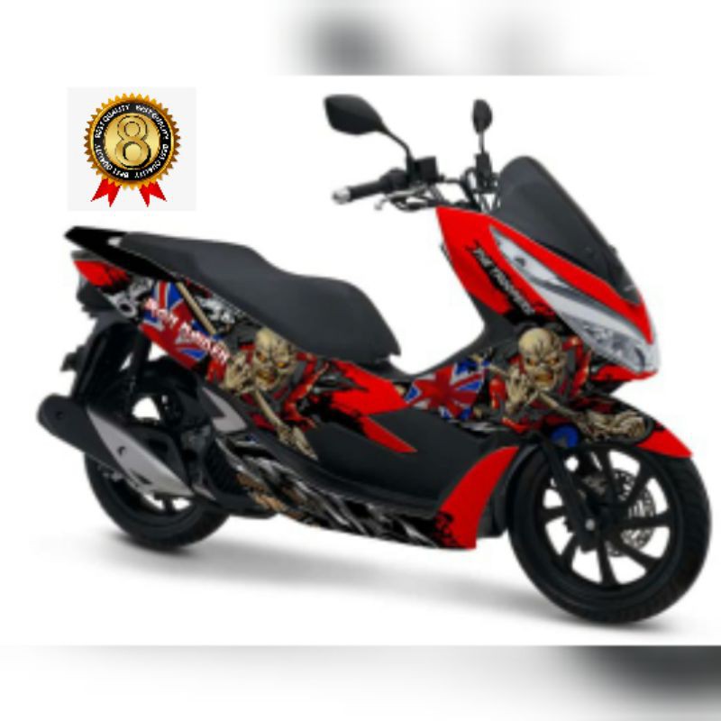 Decal PCX Motif tengkorak Sticker variasi merah hitam