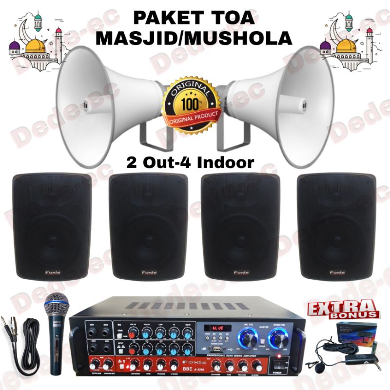 PAKET TOA MASJID MUSHOLA 2 OUTDOOR SPEAKER TOA 4 INDOOR SPEAKER