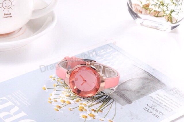 ［Ready Stock］Jam tangan warna kulit Cermin potong berlian warna-warni  S1096