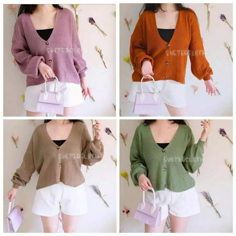 Baju Outwear Wanita Korea Cardigan Lengan Panjang Rajut Oversize Jumbo Murah