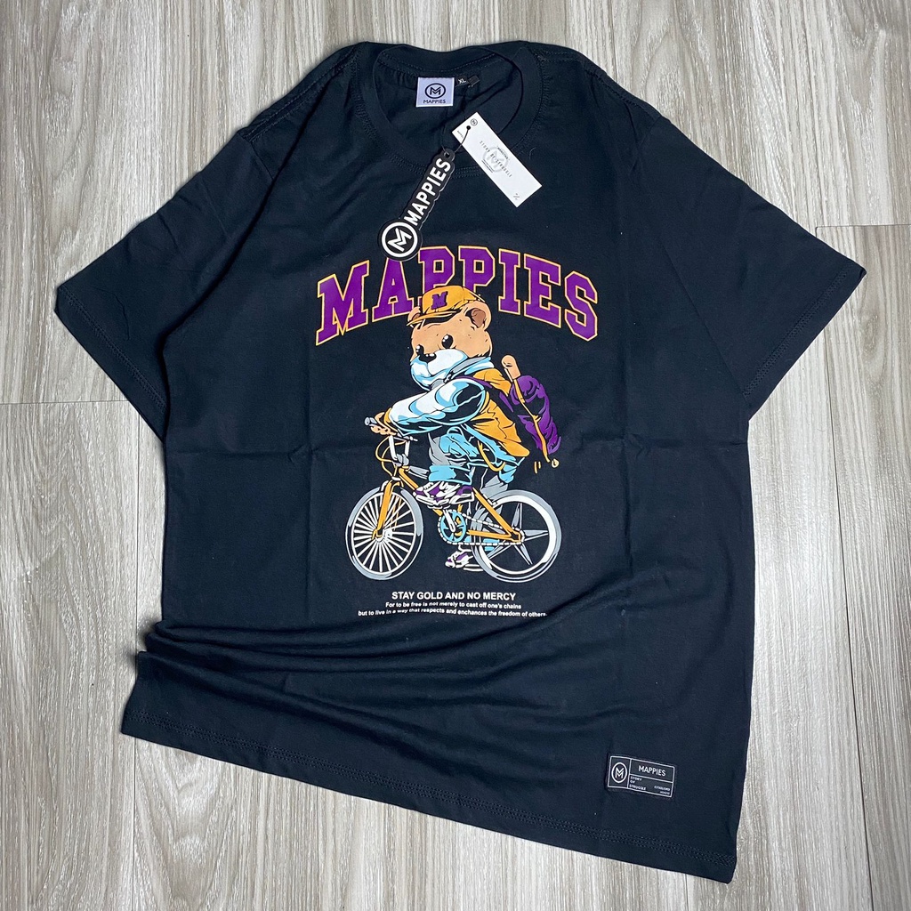 Kaos ERIGO APPAREL T-shirt Premium Brand Distro Baju pria wanita Tshirt Cotton Combed 30s Murah T-Shirt Kaos Distro Streetwear Original Mappies Spesial art BEAR OF BIKE From Bandung Kaos Oversize Hitam