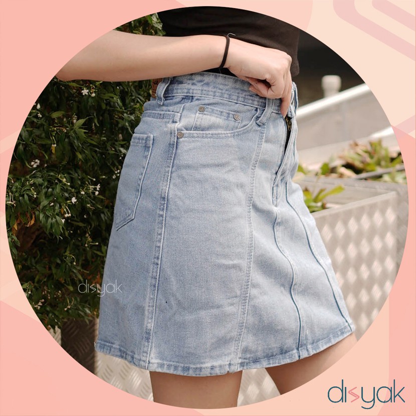 DISYAK - Rok Spand Jeans Belah Tengah Bio Bleach 5003-6003