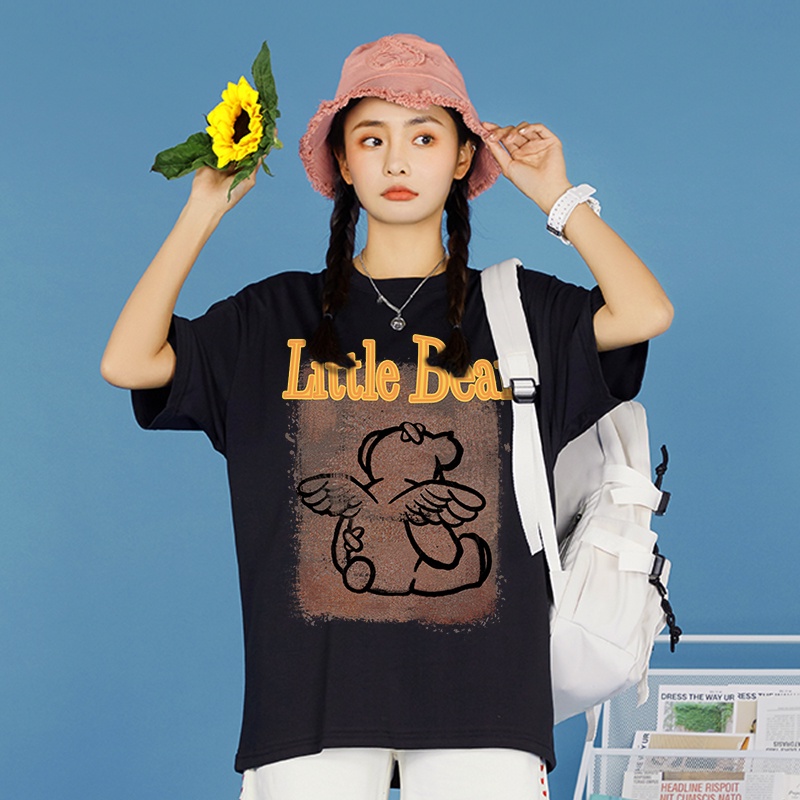 Kasual Baju Atasan Wanita/Kaos Wanita kekinian/Import T-shirt Kaos Bear (realpict)