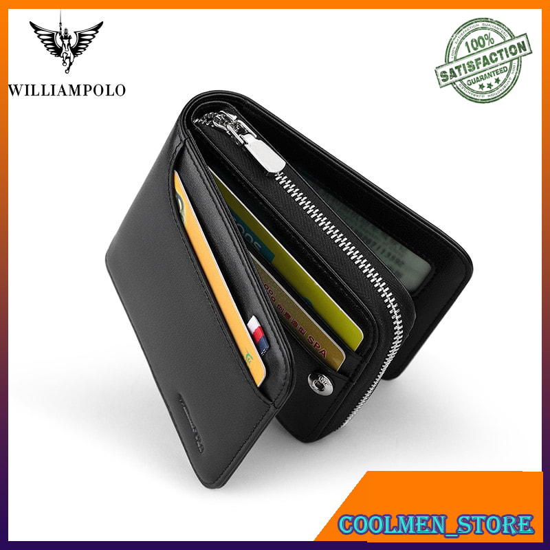 Dompet Pria Dompet Lipat Kulit Asli WILLIAMPOLO Fashion Genuine Leather Men 13 Card Holders