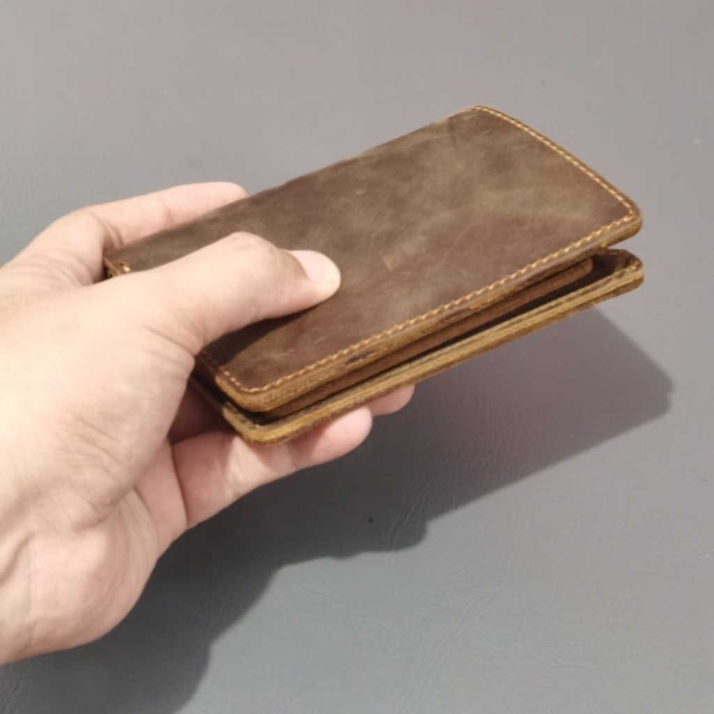 Dompet Kulit asli Berdiri crazy horse free custom nama type axie