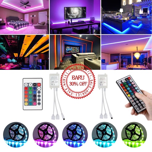 LAMPU LED STRIP 12V 2835 RGB 5 METER / 12V 5050 RGB 10 METER WARNA WARNI FREE ADAPTOR DAN REMOTE