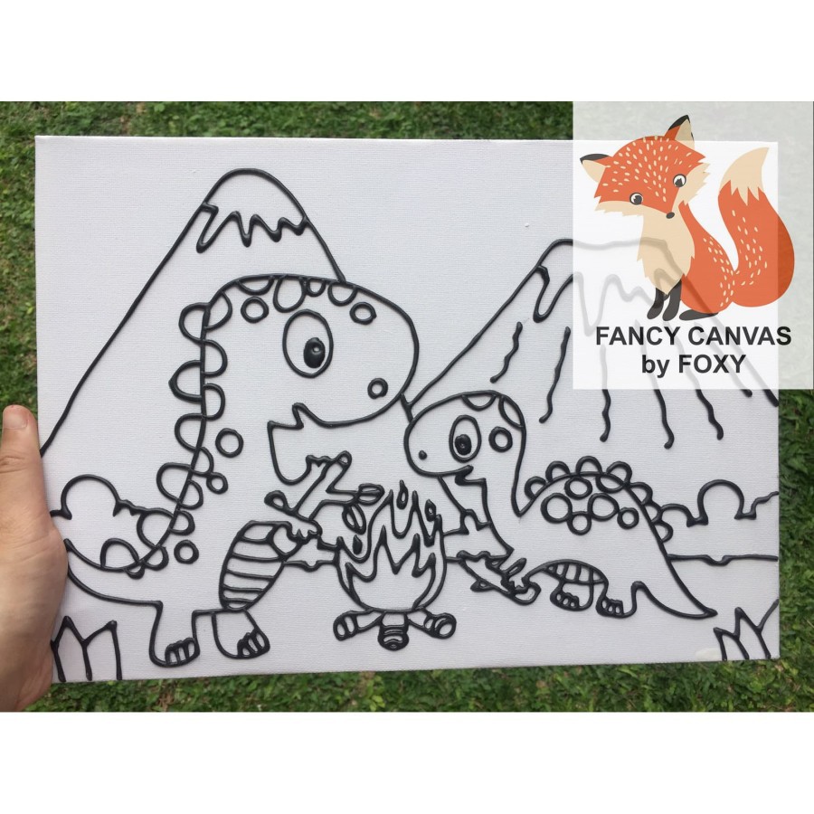 

BARU KANVAS LUKIS ANAK OUTLINE TIMBUL GAMBAR - DINOSAURUS PERALATAN MELUKIS ANAK