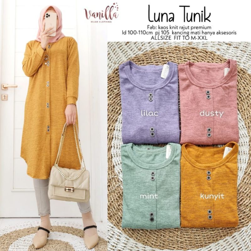 Luna Tunik - Tunik Knit Rajut Premium LD100+ Melar / 326