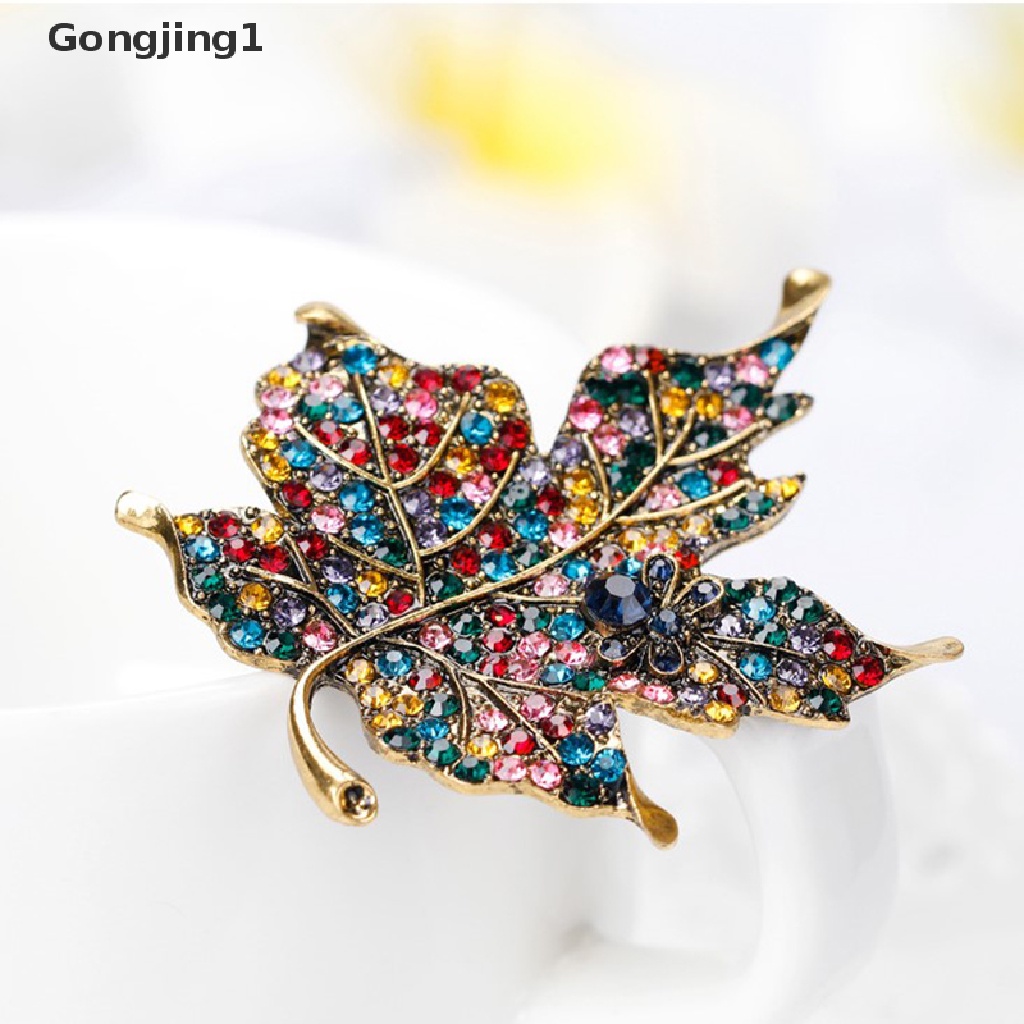 Gongjing1 Bros Pin Bentuk Daun Maple Warna-Warni Untuk Wanita