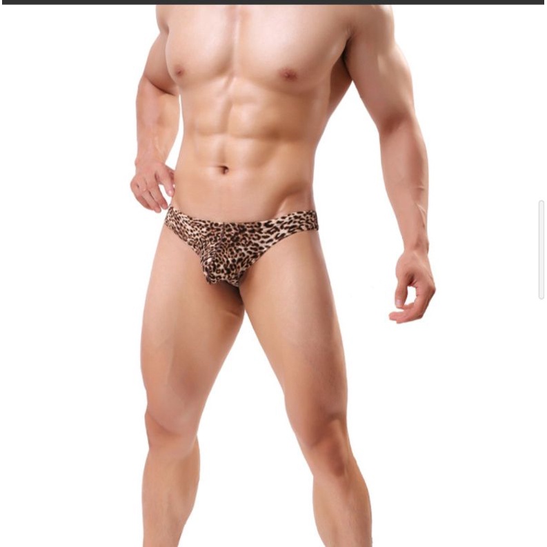 T02 G string Pria motif leopard Army tentara macan tutul celana dalam thong panty laki laki