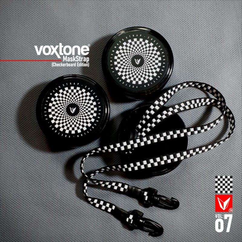 Strap Masker Premium Voxtone Vol.07 Checkerboard Edition - Mask Strap/ Kalung Masker/Konektor Masker 2 in 1 Catur