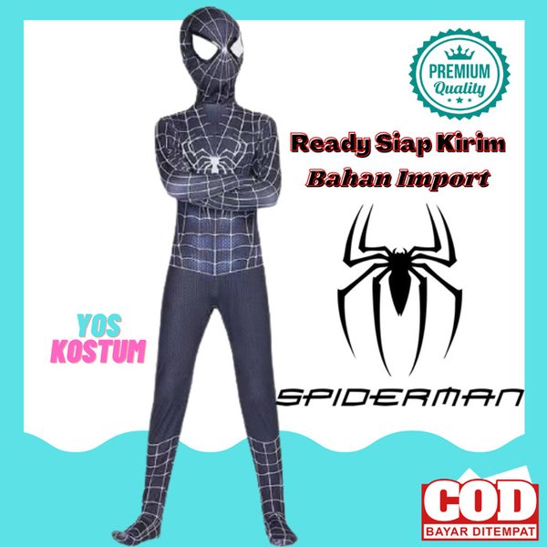 Kostum Spiderman Costume Venom Hitam Baju Karakter Superhero Import Spider Man Avengers Ultah