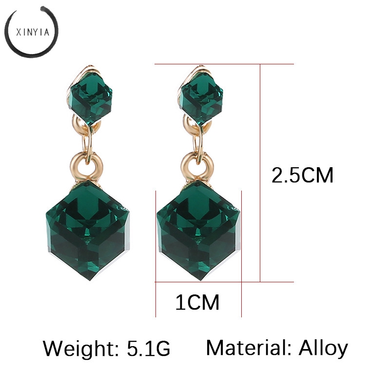 Anting Tusuk Bentuk Geometri Warna Gaya Korea untuk Wanita