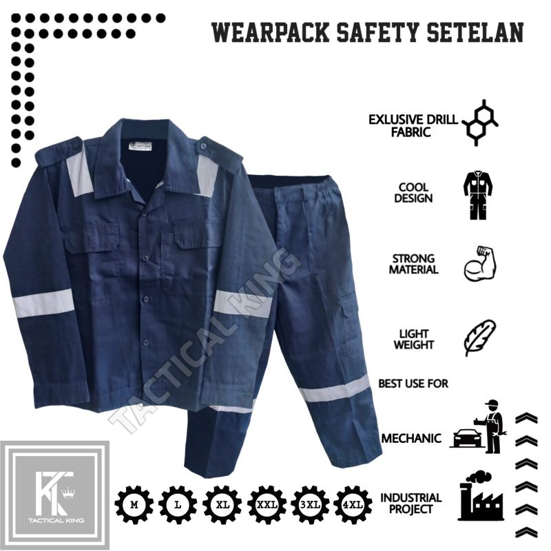 Setelan Wearpack Safety / 1 Set Kemeja Atasan dan Celana Safety / Seragam Proyek